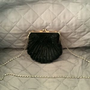 Small black beaded evening bag